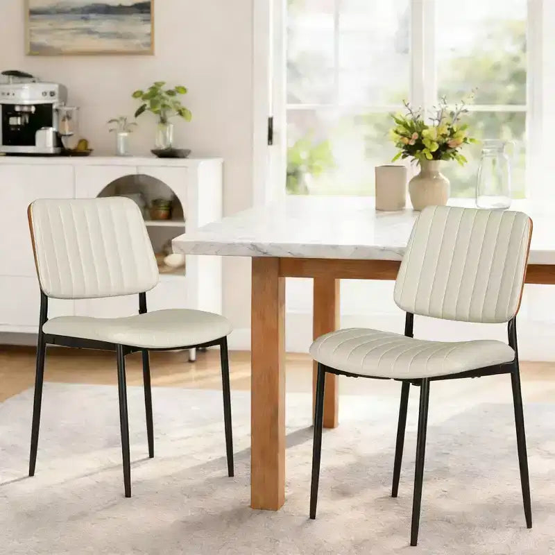 TYBOATLE Lot de 2 chaises de salle à manger du milieu du siècle - Chaises de cuisine modernes en bois courbé et similicuir avec pieds en métal