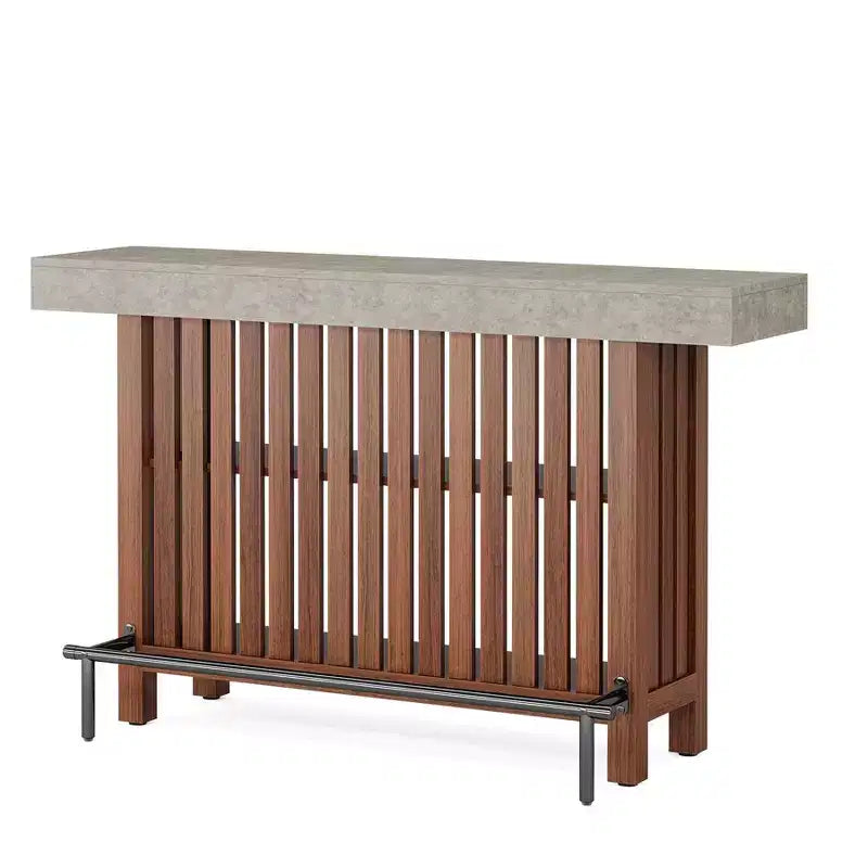 Meuble de bar d'intérieur, Table de bar moderne à 2 niveaux avec repose-pieds