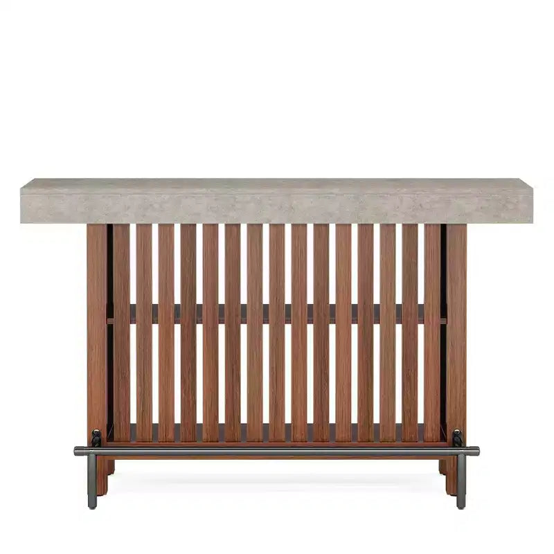 Meuble de bar d'intérieur, Table de bar moderne à 2 niveaux avec repose-pieds
