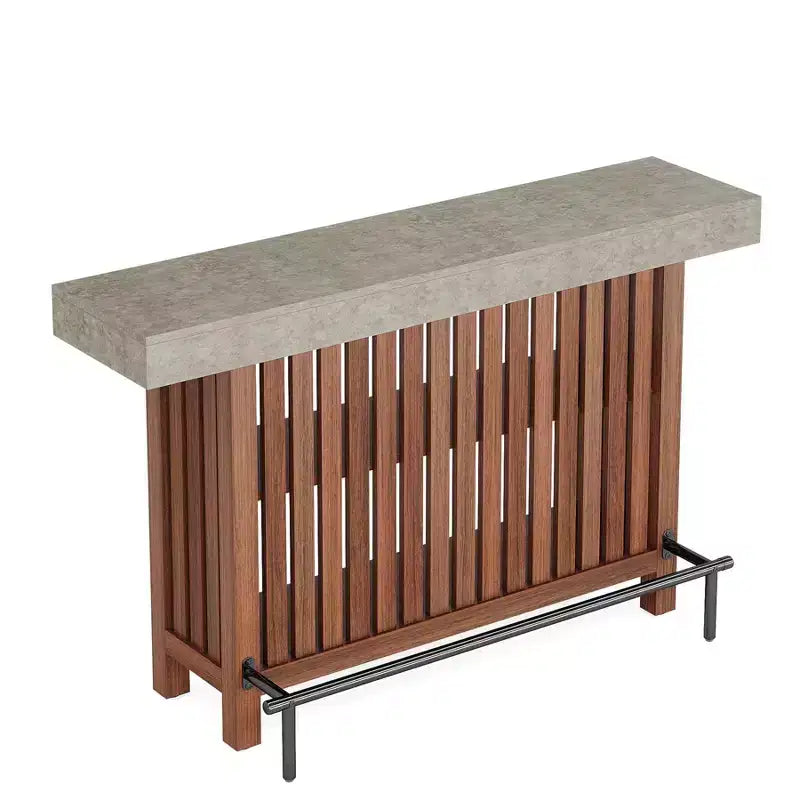 Meuble de bar d'intérieur, Table de bar moderne à 2 niveaux avec repose-pieds