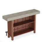 Meuble de bar d'intérieur, Table de bar moderne à 2 niveaux avec repose-pieds