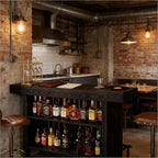 Meuble de bar d'intérieur, Table de bar moderne à 2 niveaux avec repose-pieds