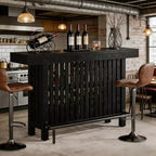 Meuble de bar d'intérieur, Table de bar moderne à 2 niveaux avec repose-pieds