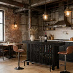 Meuble de bar d'intérieur, Table de bar moderne à 2 niveaux avec repose-pieds