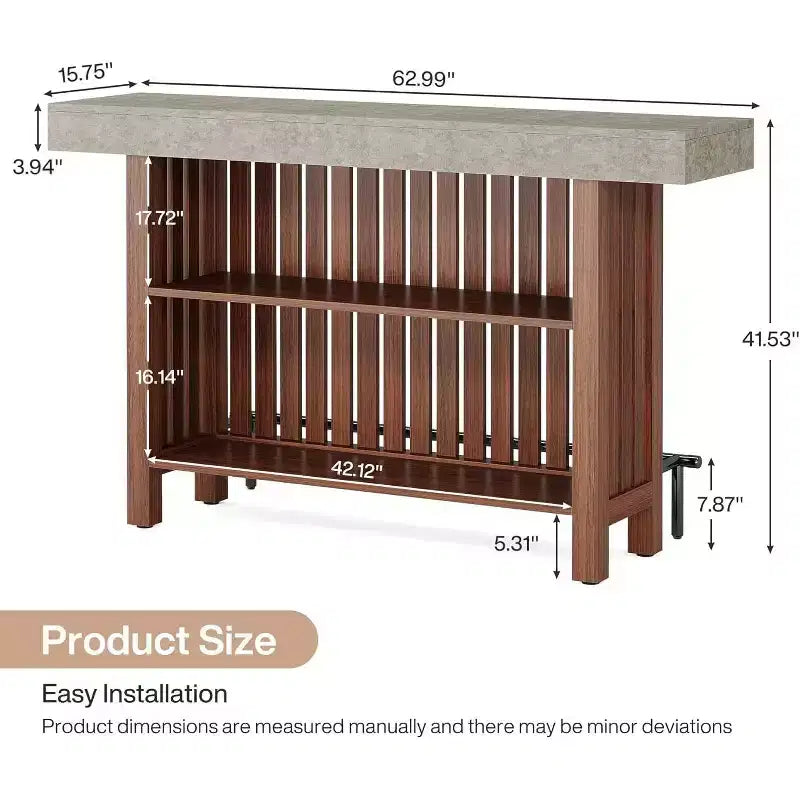 Meuble de bar d'intérieur, Table de bar moderne à 2 niveaux avec repose-pieds