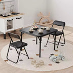 Ensemble Table et Chaises Pliantes 3 Pièces pour Enfants - Sièges Rembourrés en PU Doux, Aucun Assemblage Requis, Compact Portable, Utilisation Intérieure Extérieure pour Lecture Jeu