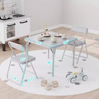 Ensemble Table et Chaises Pliantes 3 Pièces pour Enfants - Sièges Rembourrés en PU Doux, Aucun Assemblage Requis, Compact Portable, Utilisation Intérieure Extérieure pour Lecture Jeu