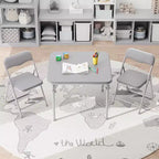 Ensemble Table et Chaises Pliantes 3 Pièces pour Enfants - Sièges Rembourrés en PU Doux, Aucun Assemblage Requis, Compact Portable, Utilisation Intérieure Extérieure pour Lecture Jeu