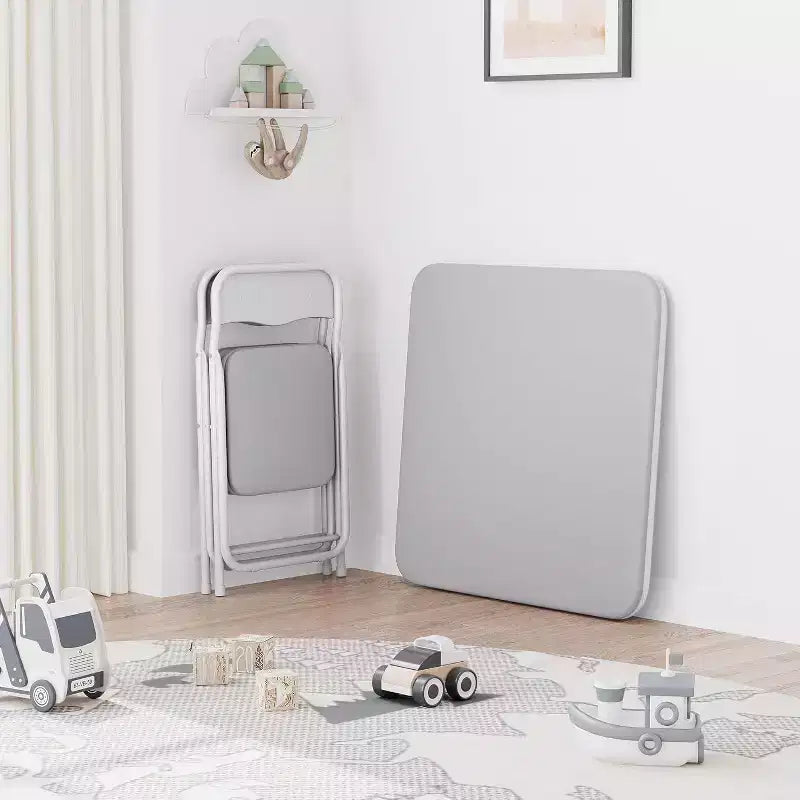 Ensemble Table et Chaises Pliantes 3 Pièces pour Enfants - Sièges Rembourrés en PU Doux, Aucun Assemblage Requis, Compact Portable, Utilisation Intérieure Extérieure pour Lecture Jeu