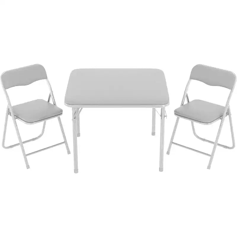 Ensemble Table et Chaises Pliantes 3 Pièces pour Enfants - Sièges Rembourrés en PU Doux, Aucun Assemblage Requis, Compact Portable, Utilisation Intérieure Extérieure pour Lecture Jeu