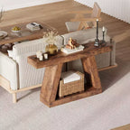 55 Table console de ferme, Table d'entrée étroite à 2 niveaux avec rangement, Table de canapé en bois derrière le canapé pour le salon, le couloir, l'entrée, la chambre à coucher