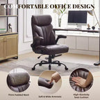 Fauteuil de bureau, fauteuil de direction grande taille 225 kg avec repose-pieds, fauteuil de jeu inclinable en cuir 90-155 degrés