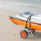 Chariot de kayak VEVOR, capacité de charge de 90 kg, chariot de kayak pliable avec pneus en caoutchouc plein de 25 cm et 1 sangle à cliquet, chariot de planche à pagaie, noir + orange