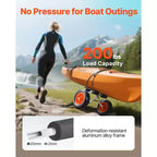 Chariot de kayak VEVOR, capacité de charge de 90 kg, chariot de kayak pliable avec pneus en caoutchouc plein de 25 cm et 1 sangle à cliquet, chariot de planche à pagaie, noir + orange