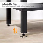 ACOINEL Petite table d'appoint à 2 niveaux avec décor en similicuir rotin, table de chevet rustique marron et noire pour salon/chambre, peu encombrante