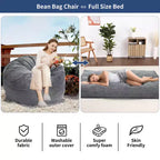 Canapé de sol convertible en matelas, grand pouf en velours côtelé avec lit, mousse souple haute densité, housse amovible lavable
