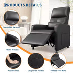 Fauteuil inclinable électrique en cuir PU avec chauffage et massage - Canapé individuel ergonomique électrique réglable, siège de cinéma maison pour salon