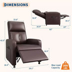 Fauteuil inclinable électrique en cuir PU avec chauffage et massage - Canapé individuel ergonomique électrique réglable, siège de cinéma maison pour salon
