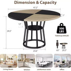 Table de salle à manger ronde de 119 cm, table de salle à manger circulaire de style rustique, pieds en métal, pour cuisine, salon, salle à manger