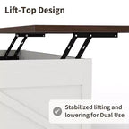 Table basse relevable de ferme, design moderne, construction durable, surface spacieuse, pour salon ou bureau