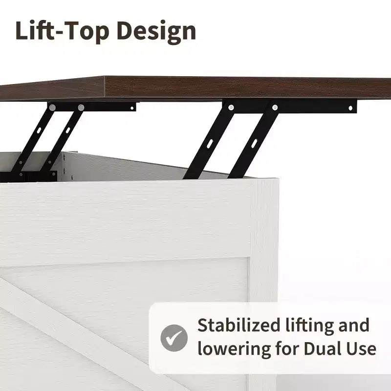 Table basse relevable de ferme, design moderne, construction durable, surface spacieuse, pour salon ou bureau