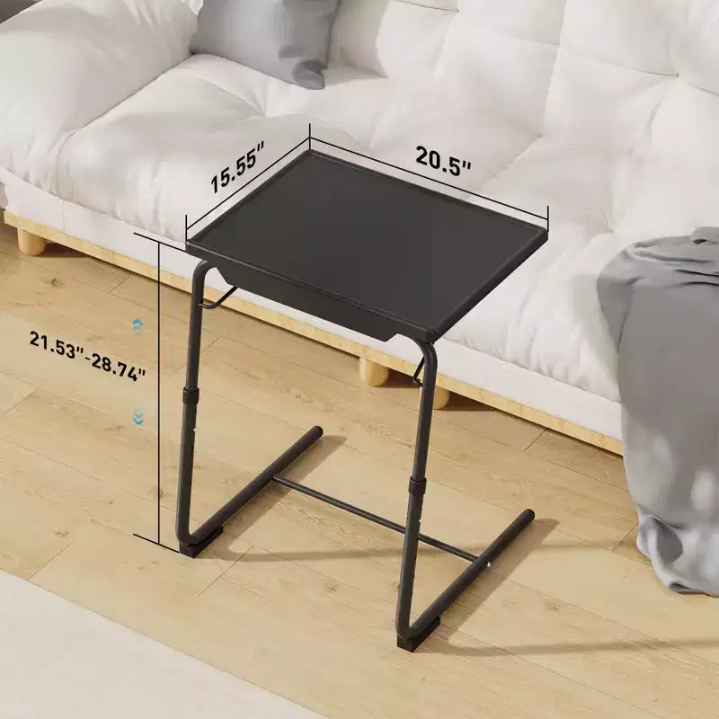 Table de plateau TV, plateau de dîner pliant portable, plateaux de table de canapé pour manger des collations, bureau d'ordinateur portable portable, réglable 6 hauteurs 3 angles d'inclinaison