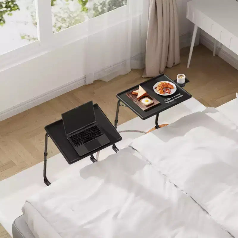 Table de plateau TV, plateau de dîner pliant portable, plateaux de table de canapé pour manger des collations, bureau d'ordinateur portable portable, réglable 6 hauteurs 3 angles d'inclinaison
