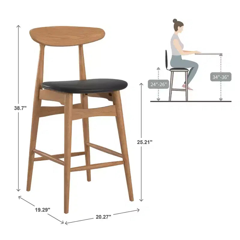 Tabouret de bar Cortland - Lot de 2 - Naturel/Noir - iNSPIRE Q