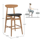 Tabouret de bar Cortland - Lot de 2 - Naturel/Noir - iNSPIRE Q