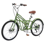 NAYSAYE Vélo de ville 24 pouces pour adultes, 6 vitesses, vélo hybride de ville avec double frein en V, selle réglable, cadre en acier pour femmes et hommes, trajets quotidiens et loisirs