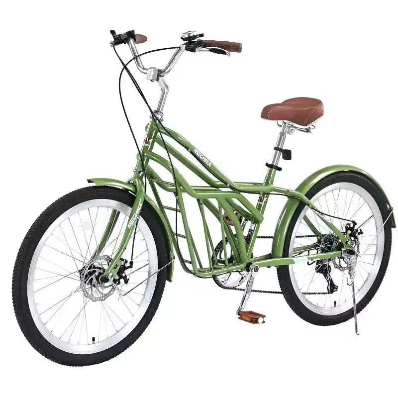 NAYSAYE Vélo de ville 24 pouces pour adultes, 6 vitesses, vélo hybride de ville avec double frein en V, selle réglable, cadre en acier pour femmes et hommes, trajets quotidiens et loisirs