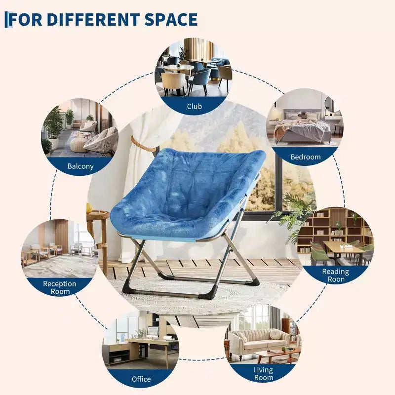 Fauteuil de salon pliable en fausse fourrure pour adultes, fauteuil d'angle pliant pour bureau, salon et petits espaces, lecture confortable en intérieur et assise douillette