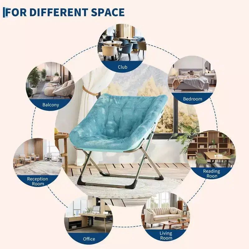 Fauteuil de salon pliable en fausse fourrure pour adultes, fauteuil d'angle pliant pour bureau, salon et petits espaces, lecture confortable en intérieur et assise douillette