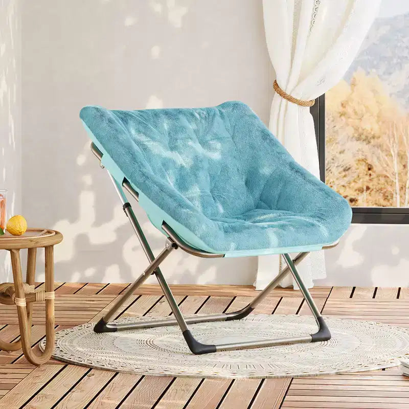 Fauteuil de salon pliable en fausse fourrure pour adultes, fauteuil d'angle pliant pour bureau, salon et petits espaces, lecture confortable en intérieur et assise douillette
