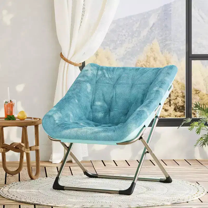 Fauteuil de salon pliable en fausse fourrure pour adultes, fauteuil d'angle pliant pour bureau, salon et petits espaces, lecture confortable en intérieur et assise douillette
