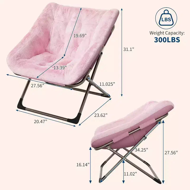 Fauteuil de salon pliable en fausse fourrure pour adultes, fauteuil d'angle pliant pour bureau, salon et petits espaces, lecture confortable en intérieur et assise douillette
