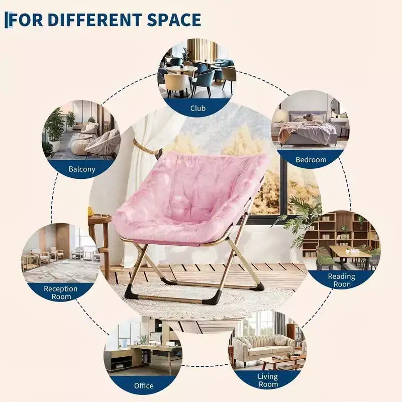 Fauteuil de salon pliable en fausse fourrure pour adultes, fauteuil d'angle pliant pour bureau, salon et petits espaces, lecture confortable en intérieur et assise douillette