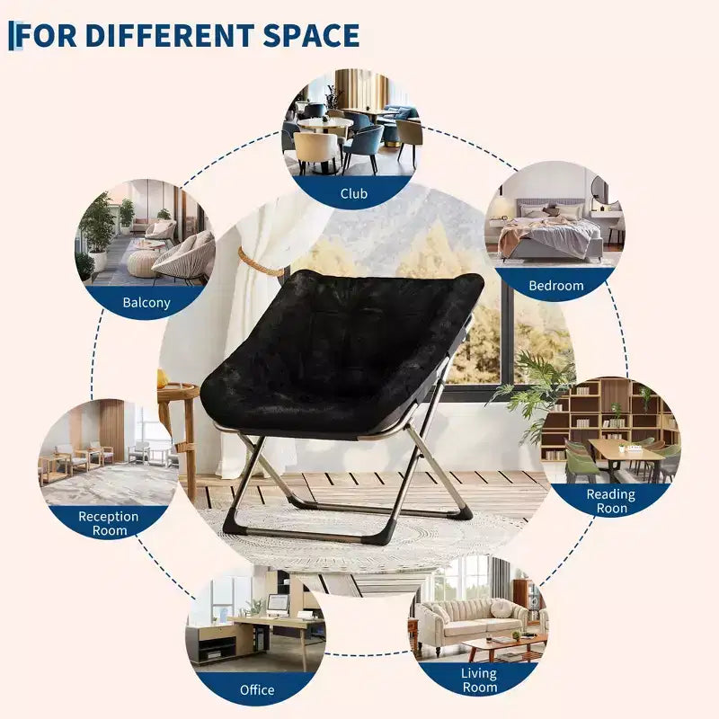 Fauteuil de salon pliable en fausse fourrure pour adultes, fauteuil d'angle pliant pour bureau, salon et petits espaces, lecture confortable en intérieur et assise douillette