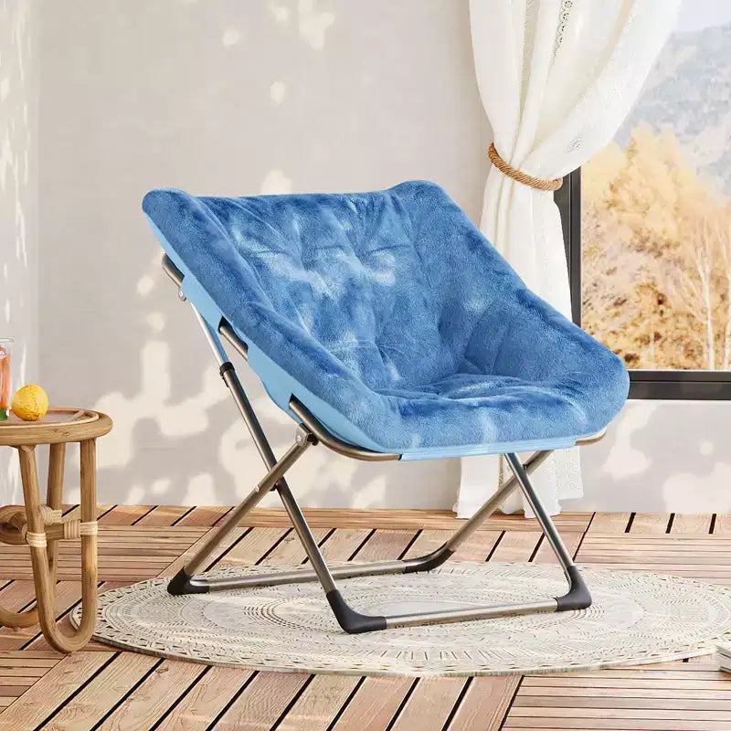 Fauteuil de salon pliable en fausse fourrure pour adultes, fauteuil d'angle pliant pour bureau, salon et petits espaces, lecture confortable en intérieur et assise douillette