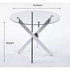 5-Piece Mid-Century Dining Set with Glass Table Top and Metal Legs for 4-6 People, Also Functions as Coffee Table