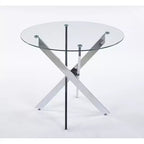 Ensemble de salle à manger 5 pièces style Mid-Century avec plateau en verre et pieds en métal pour 4 à 6 personnes, fait aussi office de table basse