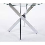 Ensemble de salle à manger 5 pièces style Mid-Century avec plateau en verre et pieds en métal pour 4 à 6 personnes, fait aussi office de table basse