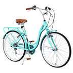 NAYSAYE Vélo Cruiser 24 Pouces 7 Vitesses pour Femmes Vélo Cruiser Complet avec Double Frein en V Selle Réglable Cadre en Acier pour Femmes Hommes Trajets Quotidiens Loisirs