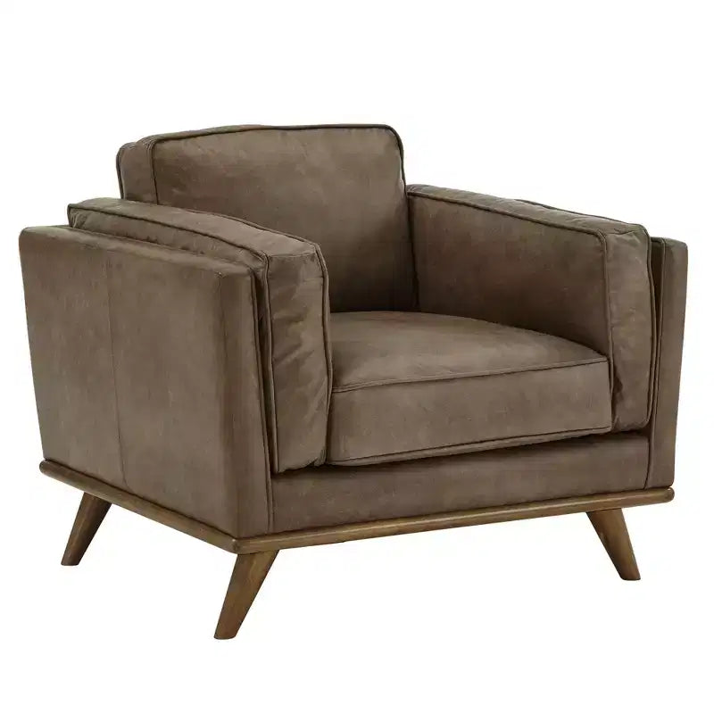 Ali Oxford Leather Accent Chair - Brown - iNSPIRE Q