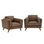 Fauteuil d'appoint en cuir Ali Oxford - Marron - iNSPIRE Q