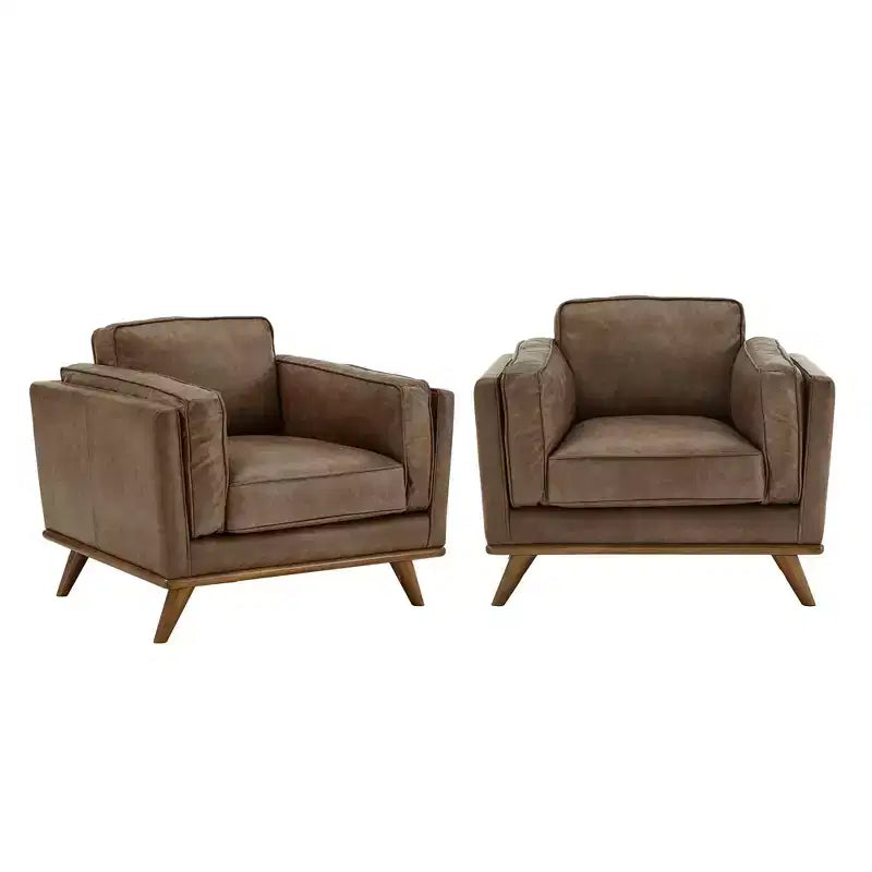 Fauteuil d'appoint en cuir Ali Oxford - Marron - iNSPIRE Q