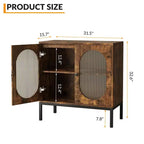 Buffet en rotin moderne avec portes, vaisselier en bois pour salle à manger, cuisine avec pieds en métal