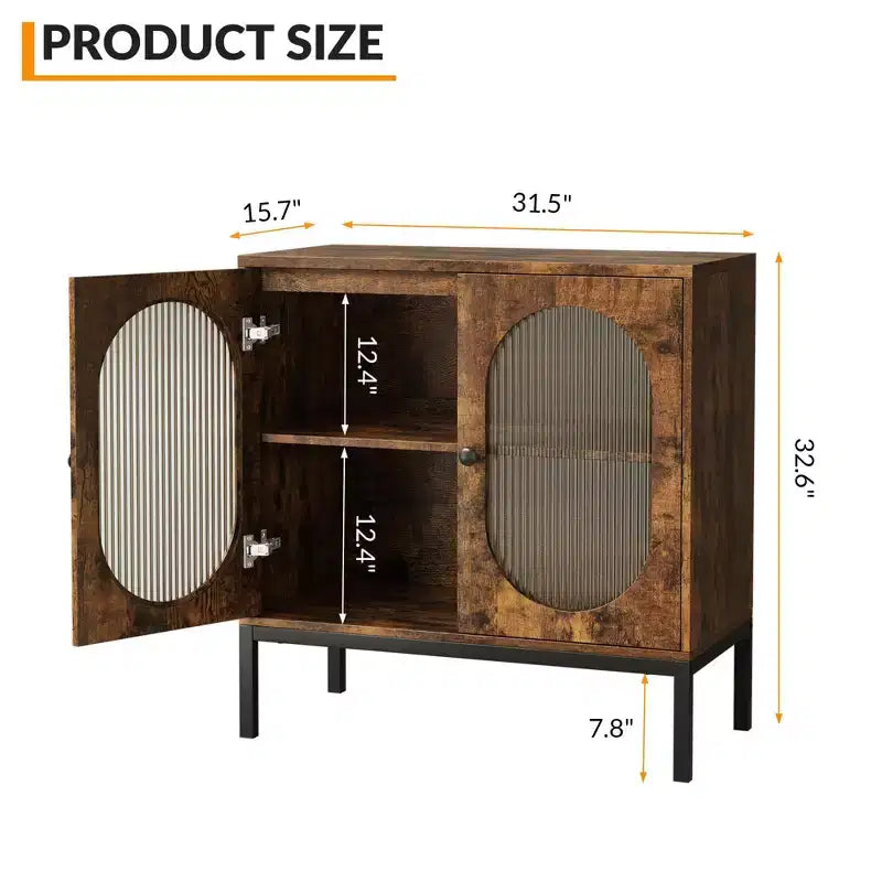 Buffet en rotin moderne avec portes, vaisselier en bois pour salle à manger, cuisine avec pieds en métal