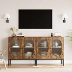 Buffet en rotin moderne avec portes, vaisselier en bois pour salle à manger, cuisine avec pieds en métal
