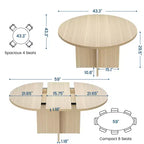 Table à manger extensible élégante, se transforme de ronde à ovale (43,3-59), peut accueillir confortablement 4 à 8 personnes